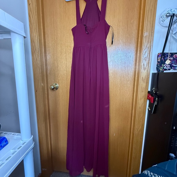 Lulu’s Elegant Burgundy Halter Maxi Dress - Picture 6 of 9